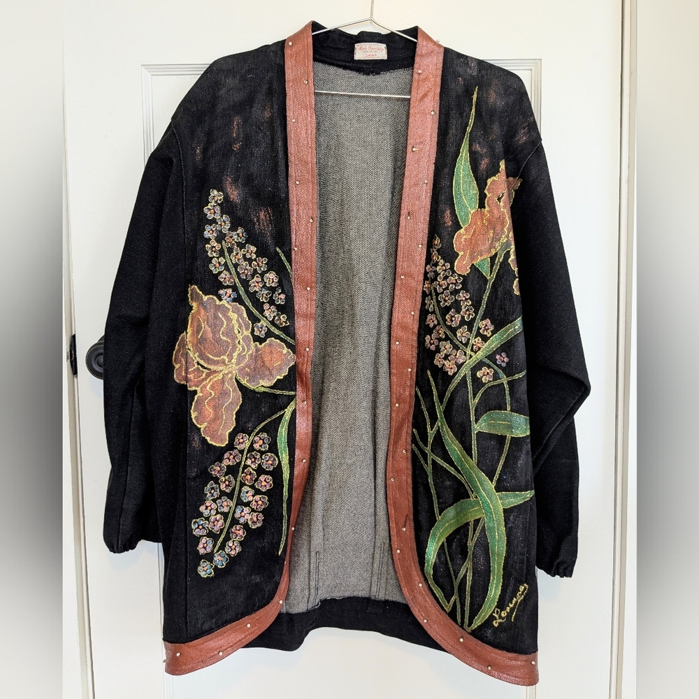 Embroidered Black Jacket with Floral Design